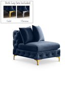Tremblay Velvet Upholstered Armless Modular Chair - Blue