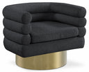 Tessa Boucle Fabric Upholstered Swivel Accent Chair - Black