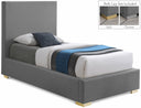 Crosby Twin Linen Textured Fabric Upholstered Bed - Grey