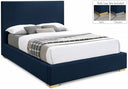 Crosby Linen Textured Fabric Upholstered Bed - Blue