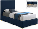 Crosby Twin Linen Textured Fabric Upholstered Bed - Blue