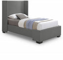 Oxford Twin Linen Textured Fabric Upholstered Bed - Grey