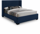 Oxford Linen Textured Fabric Upholstered Bed - Blue