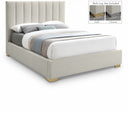 Pierce Linen Textured Fabric Upholstered Bed - Beige