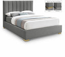 Pierce Linen Textured Fabric Upholstered Bed - Grey