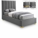 Pierce Twin Linen Textured Fabric Upholstered Bed - Grey