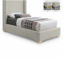 Royce Twin Linen Textured Fabric Upholstered Bed - Beige