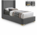 Royce Twin Linen Textured Fabric Upholstered Bed - Grey