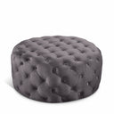Addison Velvet Upholstered Ottoman - Grey