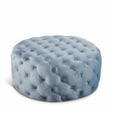 Addison Velvet Upholstered Ottoman - Light Blue