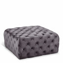 Ariel Velvet Upholstered Ottoman - Grey