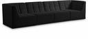 Relax 128" Velvet Upholstered 4pc. Modular Sofa - Black