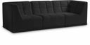Relax 98" Velvet Upholstered 3pc. Modular Sofa - Black