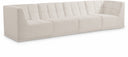 Relax 128" Velvet Upholstered 4pc. Modular Sofa - Cream