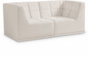 Relax 68" Velvet Upholstered 2pc. Modular Loveseat - Cream