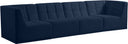 Relax 128" Velvet Upholstered 4pc. Modular Sofa - Blue