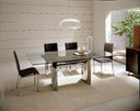 Waves Collection Modern Glass w/Chrome Stainless Steel Dining Table