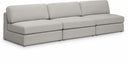 Beckham 114" Linen Textured Fabric Upholstered 3pc. Armless Modular Sofa - Beige