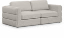 Beckham 76" Linen Textured Fabric Upholstered 2pc. Modular Loveseat - Beige