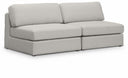 Beckham 76" Linen Textured Fabric Upholstered 2pc. Armless Modular Loveseat - Beige