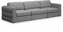 Beckham 114" Linen Textured Fabric Upholstered 3pc. Modular Sofa - Grey