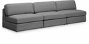 Beckham 114" Linen Textured Fabric Upholstered 3pc. Armless Modular Sofa - Grey