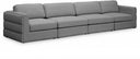 Beckham 152" Linen Textured Fabric Upholstered 4pc. Modular Sofa - Grey