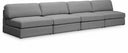 Beckham 152" Linen Textured Fabric Upholstered 4pc. Armless Modular Sofa - Grey