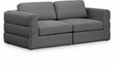 Beckham 76" Linen Textured Fabric Upholstered 2pc. Modular Loveseat - Grey