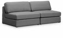 Beckham 76" Linen Textured Fabric Upholstered 2pc. Armless Modular Loveseat - Grey