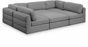 Beckham 114" Linen Textured Fabric Upholstered 6pc. Modular Sectional - Grey