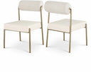 Carly Boucle Fabric And Vegan Leather Upholstered Dining Chair - Cream
