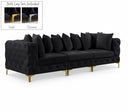 Tremblay 109" Velvet Upholstered 3pc. Modular Sofa - Black