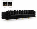 Tremblay 139" Velvet Upholstered 4pc. Modular Sofa - Black