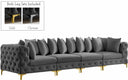 Tremblay 139" Velvet Upholstered 4pc. Modular Sofa - Grey