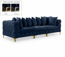 Tremblay 109" Velvet Upholstered 3pc. Modular Sofa - Blue