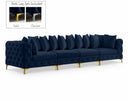 Tremblay 139" Velvet Upholstered 4pc. Modular Sofa - Blue