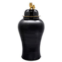 Black Porcelain Vase L Golden Dragon