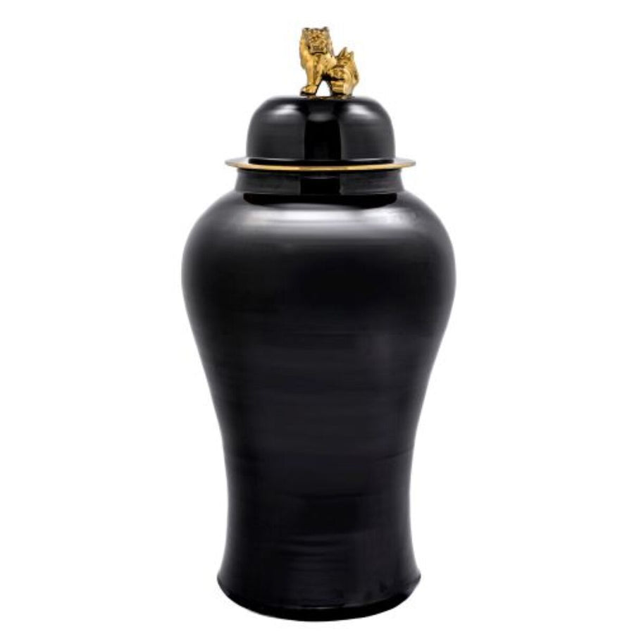 Black Porcelain Vase L Golden Dragon