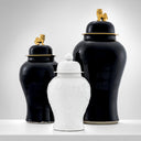 Black Porcelain Vase L Golden Dragon