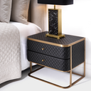 Black Leather Side Table Monfort