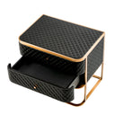 Black Leather Side Table Monfort