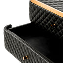 Black Leather Side Table Monfort