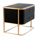 Black Leather Side Table Monfort