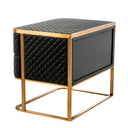 Black Leather Side Table Monfort