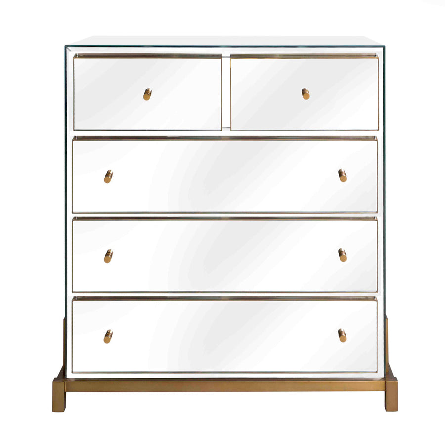 5 Drawer Mirror Glass Dresser Clarington
