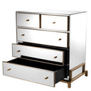 5 Drawer Mirror Glass Dresser Clarington