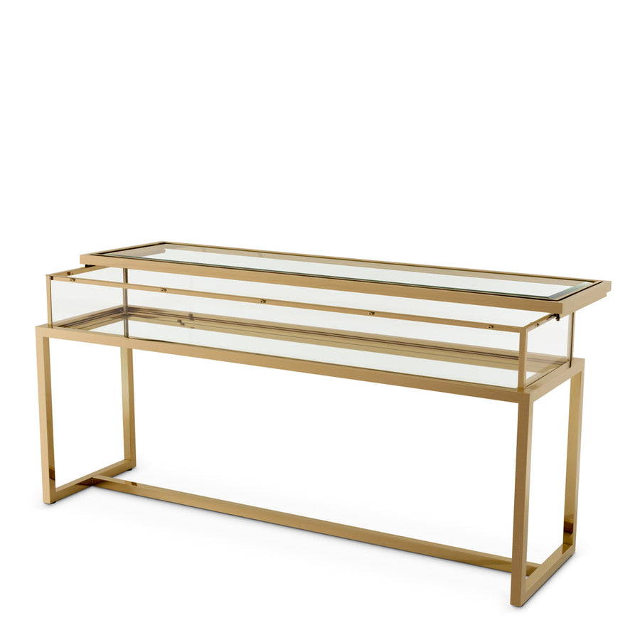 Sliding-Top Brass Console Table Harvey