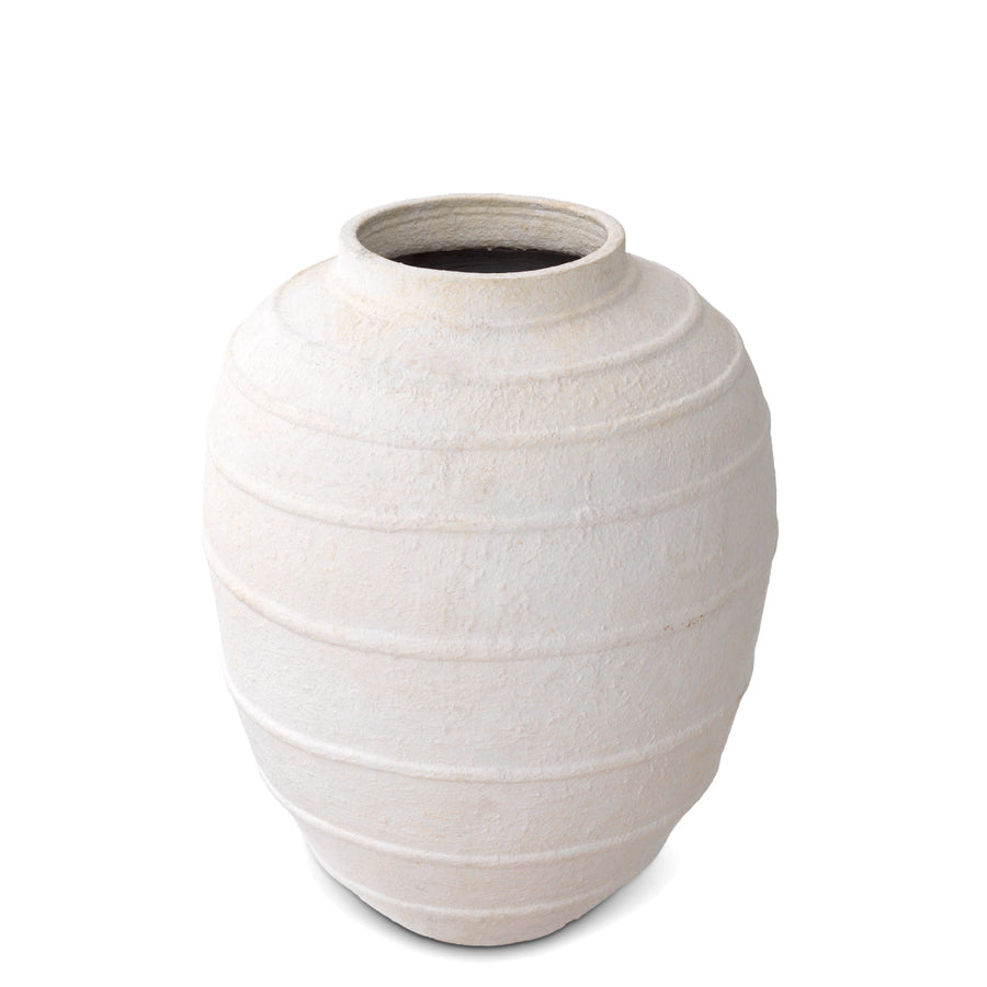 White Handmade Clay Vase Romane