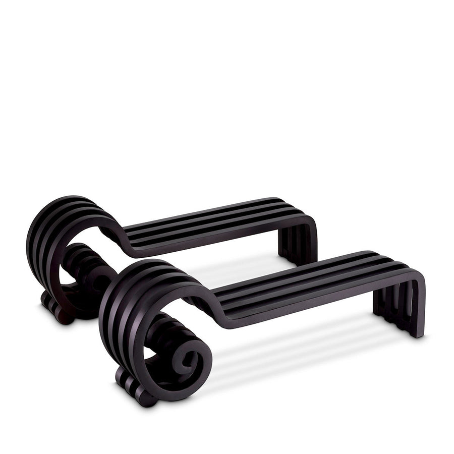 Black Curled Set (2) Andiron Mardor